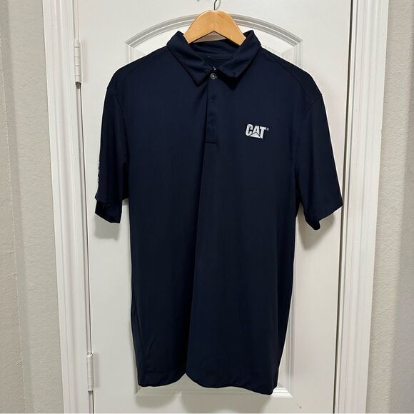 Nike Caterpillar Men’s Navy Short Sleeve Polo Size Large - Picture 1 of 5